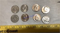 8- Kennedy half dollars