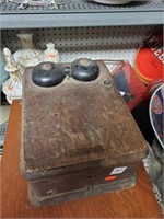 Antique  Kelloggs Wooden Crank Telephone