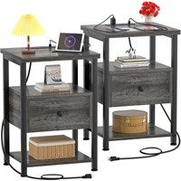 Ecoprsio Nightstand Set of 2, Nightstands with Cha