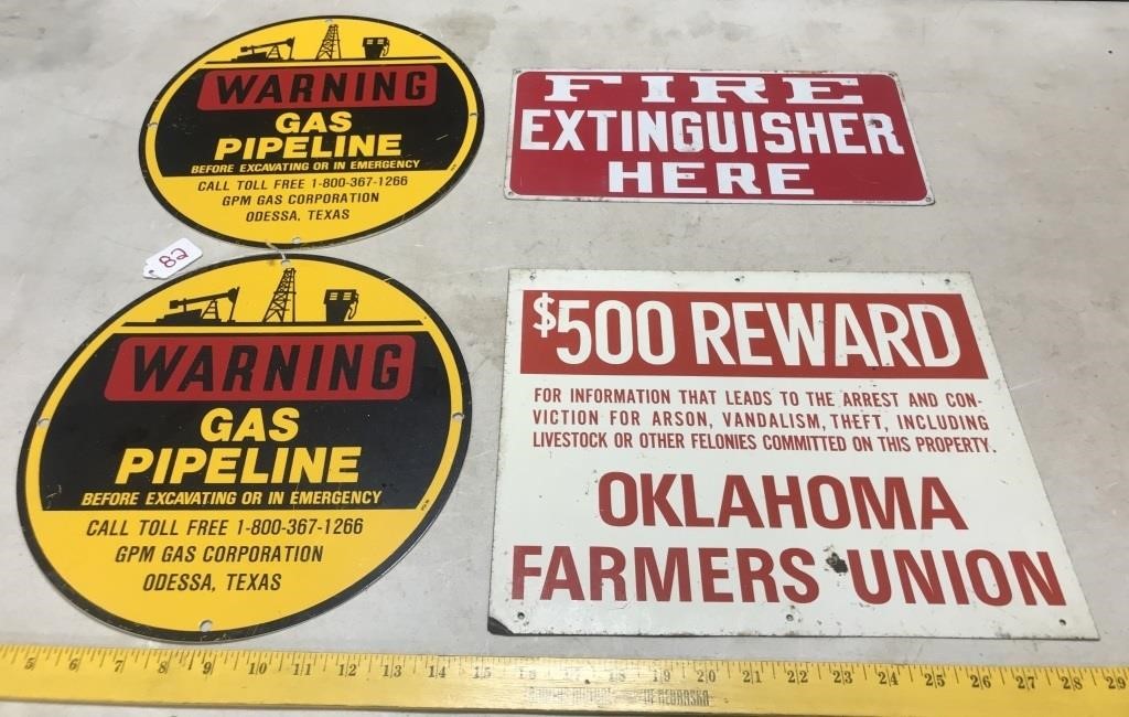Signs- Gas Pipeline, Fire Extinguisher, Oklahoma