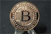 1oz .999 Bitcoin Solid Copper Coin