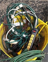 Buckets of Extension Cords and a Power Strip