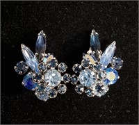 SHERMAN AQUAMARINE, BLUE & AB BLUE EARRINGS