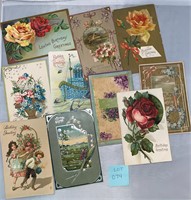 10 Birthday Antique/VTG Postcards Ephemera