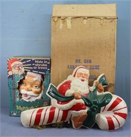 (2) Vintage Santa Claus Decorations