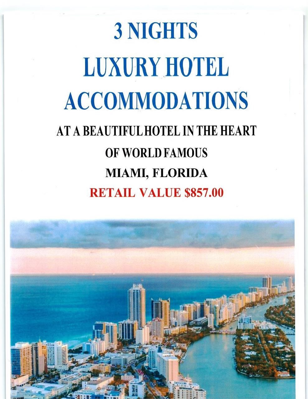 June 13TH. Vacation Hotel Accommodation Packages Auction