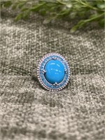 Turquoise & Neon Apatite Sterling Silver Ring