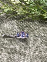 Antique Blue Tanzanite .925 Sterling Silver Ring