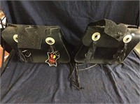 Pair of leather unique saddlebags for motorcycle