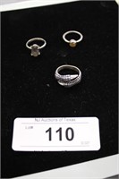 3 STERLING SILVER RINGS