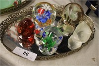 5PC COLLECTION OF MURANO PLUS PAPERWEIGHTS