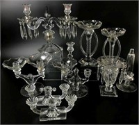 Selection of Clear Candlesticks including Heisey