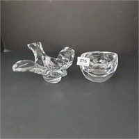Glass Bird Dish & Heavy Glass Dish