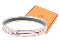 Hermes Pink Enamel Belt Bangle Bracelet
