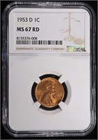 1953-D LINCOLN CENT NGC MS67 RD