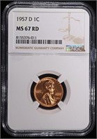 1957-D LINCOLN CENT NGC MS67 RD