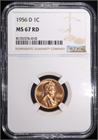1956-D LINCOLN CENT NGC MS67 RD