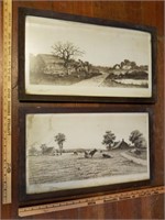 Vintage Farm Etchings