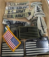 TRAY OF MILITARY PATCHES