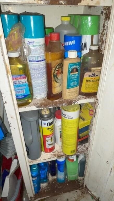 (3) Shelves Various Cleaning Supplies