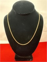 20in. 14k. Yellow Gold Rope Necklace 12.98 Grams