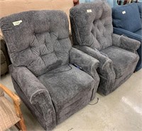 Pair Of Dark Gray Upholstered “Catnapper”