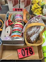 Assorted ribbon, cookie cutters &basket