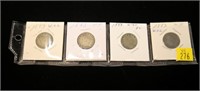 4- 1883 Liberty nickels, no cents