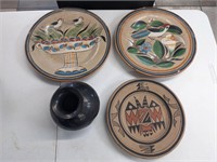 Maya Ortiz Blackware and Mexican Pottery plates