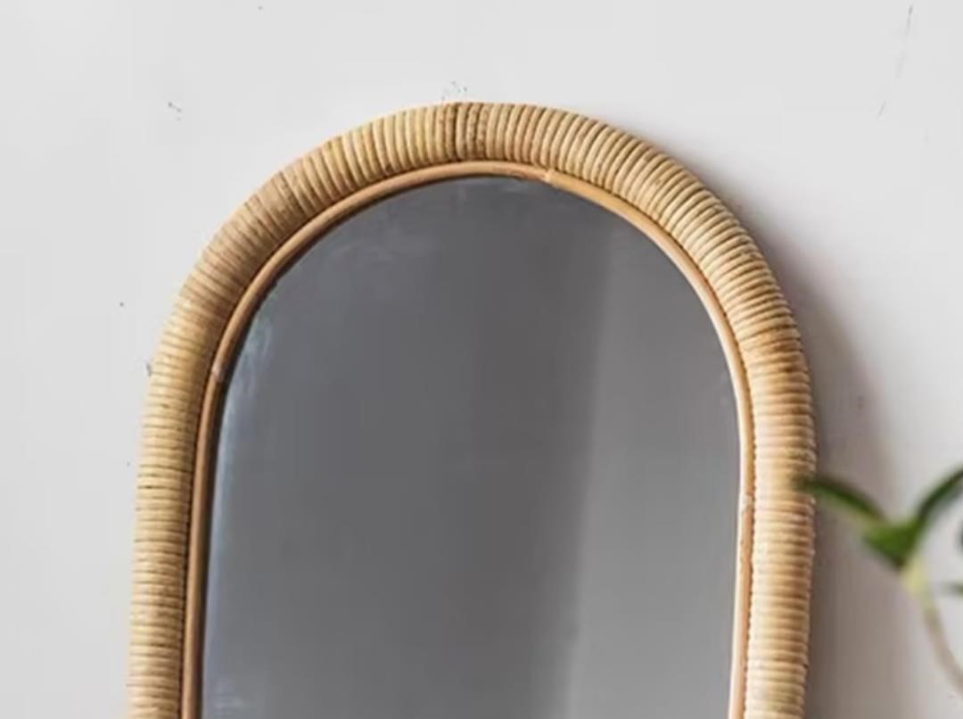 Arched Wall Mirror 24 x 16 Rattan Vanity Mirror