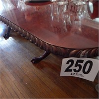 DOUBLE PEDESTAL CLAW FOOT DINING TABLE WITH ONE