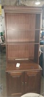 3 shelf cherry finish Book case with cabinet