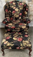 11 - WINGBACK CHAIR W/ FOOTSTOOL