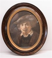 Antique Rembrandt Portrait Painting Frame