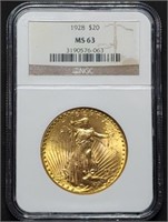 1928 $20 Gold Saint Gaudens NGC MS63 Dbl Eagle