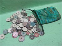 98 Wood Buttons In Silk Pouch