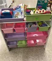 Bin Rack and Toys