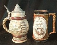 2 Nautical Motif Steins