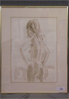 Abstract Figurative Watercolor Signed Denniston