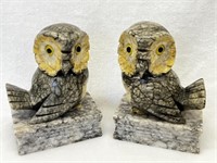 Vintage Marble Owl Bookends