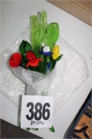 (12)Glass Flowers & Stems - 9 Flowers 11 1/2"