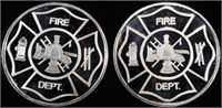 (2) 1 OZ .999 SILVER FIRE DEPARTMENT ROUNDS