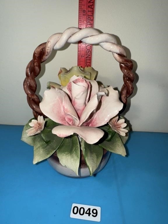 Vintage Beautiful Flower Capodimonte Basket 8x 6