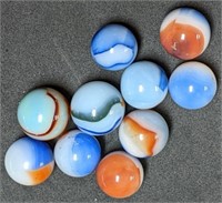 Vintage Glass Marbles Pepsi Blood Swirl nice