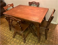 Retractable Leaf Wood Table & 4 Chairs See Comment