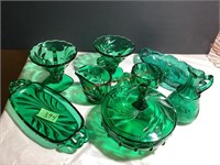8 Piece Indiana Glass Emerald Green