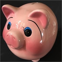 Vtg Ceramic Piggy Bank 8" Long
