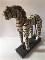 Hand Carved Zebra 13" Tall
