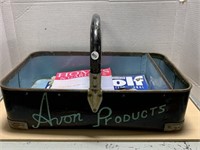 Vintage " Avon Products " Basket With Magazines