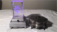 Etched Dragon Crystal Cube & King Tut Trinket Box